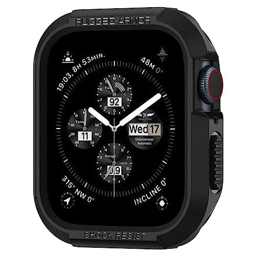 Image of Spigen Rugged Armor Case Compatible with Apple Watch Case for Series 9/8/7 41mm and 40mm Series 6/SE/5/4 - Black
