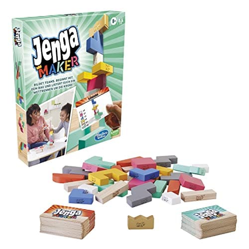 Image of Hasbro Gaming Monopoly Jenga Maker Real Hardwood Blocks Stacking Game Game for Children Aged 8 Years and Up Game for 2-6 Players, German edition
