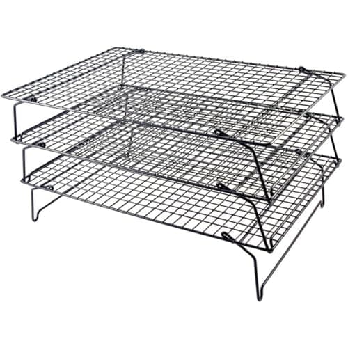 Image of Tala 3 Tier Non-Stick Cooling Rack - Space Saving Collapsible Oven Racks - Cake Cooling Rack for Baking Freshly Baked Muffins, Cookies & Biscuits - Baking Tools & Accessories, 40 x 25cm, Black