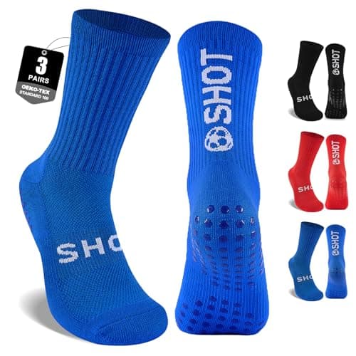 Image of inaWarm 3 Pairs Football Grip Socks for Men Women & Kids, Breathable Cushioned Rugby Basketball School Football Socks with Non Slip Grip Tech, Arch Compression for Multi-Sport Training Boys Adults