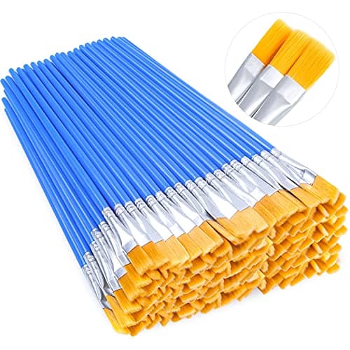 Image of 100Pcs Paint Brushes for Kids, Anezus Flat Paint Brush Bulk Small Paint Brushes Set for Acrylic Painting and Crafting