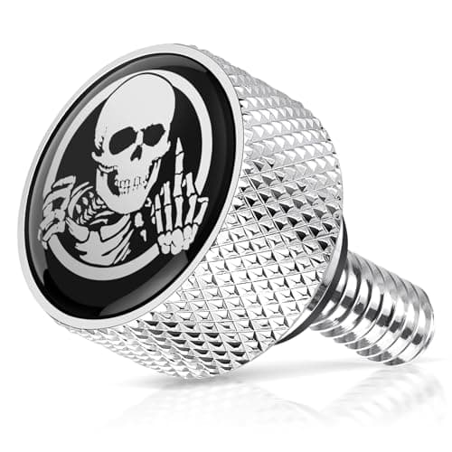 Image of AMAZICHA Stainless Knurled Fender Rear Seat Bolts Screw 1/4"-20 Thread Skull Pattern Chrome Compatible with 1997-2024 Harley Davidson Touring XG XL Dyna Softail Sportster CVO Fatbob