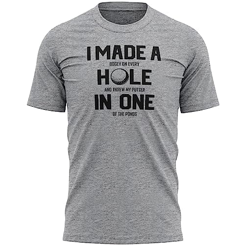 Image of Mens Funny Golf T Shirt Hole in One Dad Grandad Gifts Golfer Tee Top, L, Sport Grey