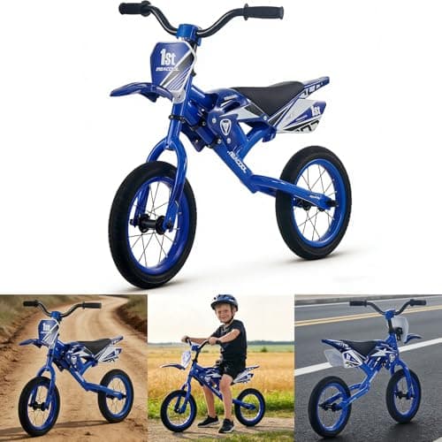 Image of LSLIFE 12 Inch Motorcycle Balance Bike for Toddlers Kids Motorbike Training Bicycle for 2-6 Years Old Boys Girls Baby First No Pedal Bike Adjustable Handlebar & Seat (Blue)