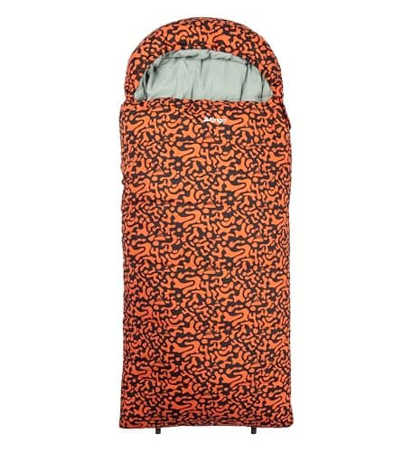 Image of Vango Stellar Junior Sleeping Bag with Shaped Hood, Insulated, Soft Smooth Polair Lining and Shell, Zip Guard, Double Layer Construction for Extra Warmth ideal Kids, Boys, Girls (Dragons Fire)