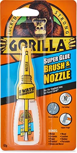 Image of Gorilla Super Glue 2-in-1 Brush & Nozzle, 12g – All Purpose, Fast Setting, Dual Application with Anti-Clog Cap | Ideal for Metal, Ceramics, Leather & More