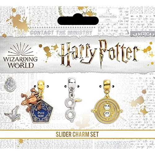 Image of The Carat Shop Official Harry Potter Silver Plated Charm Set including Chocolate Frog, Glasses & Time Turner charms