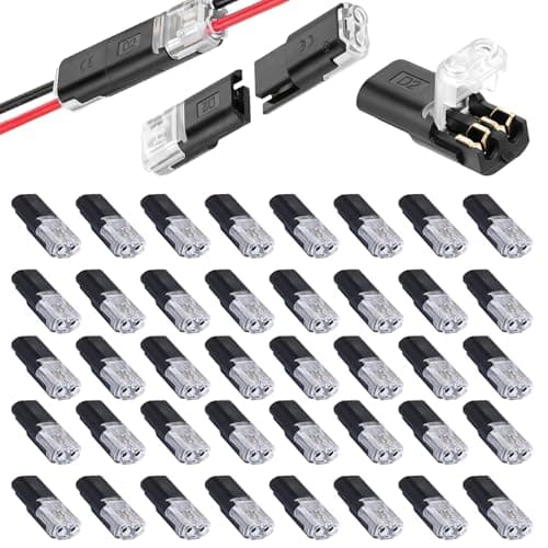 Image of 40 Pcs 2-Pin Wire Connectors, Electrical Cable Connectors Waterproof 12V Automotive Kit for 18-22 AWG Wires, Quick Crimp Plug-in Terminals for Cars and Trucks