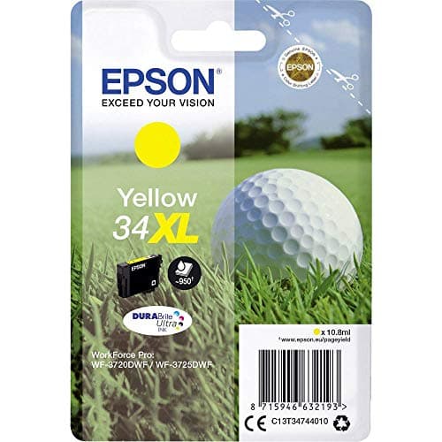 Image of Epson 34XL Yellow Golfball Genuine High Yield, DURABrite Ultra Ink Cartridge
