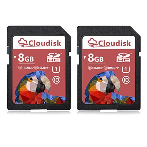 Image of Cloudisk Pack of 2 8GB SD Card SDHC Memory Card, UHS-I U1 Class 10 (8GB)