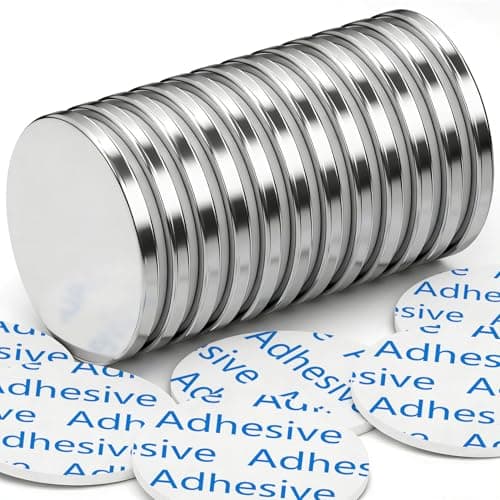 Image of 12 Pack Magnets, Super Strong Neodymium Disc Magnets, Powerful Rare Earth Magnet with Double-Sided Adhesive for Fridge, DIY, Building, Scientific, Craft, and Office Magnet - 1.18 inch x 0.12 inch
