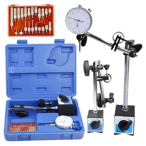 Image of 22-Piece Dial Indicator with Magnetic Base, Adjustable Long Arm 0-10mm Tester Gage Gauge 0.01mm with Storage Case
