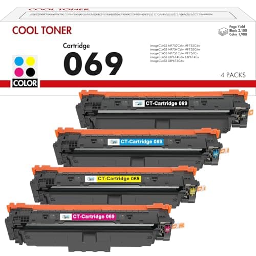 Image of Cool Toner 069 069H Compatible Toner Cartridge for Canon i sensys MF752cdw 069 069H imageCLASS imageCLASS MF751Cdw MF753Cdw MF752Cdw MF756Cx LBP673Cdw LBP674Cx (Black Cyan Yellow Magenta, 4-Packs)