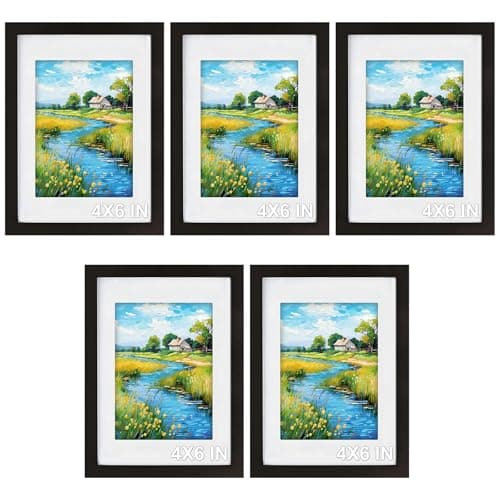 Image of 6x4 photo frames, 5 Pack Picture Frame 6x4 Postcard Frame, Black Small Picture Frames for Wall Mount & Desk Stand