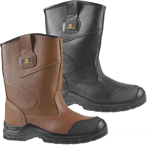 Image of MAXSTEEL MENS LEATHER RIGGER BOOTS FUR LINED S3 SAFETY STEEL TOE CAP PULL ON WATER RESISTANT WORK BOOTS (TAN, UK Footwear Size System, Adult, Men, Numeric, Medium, 9)