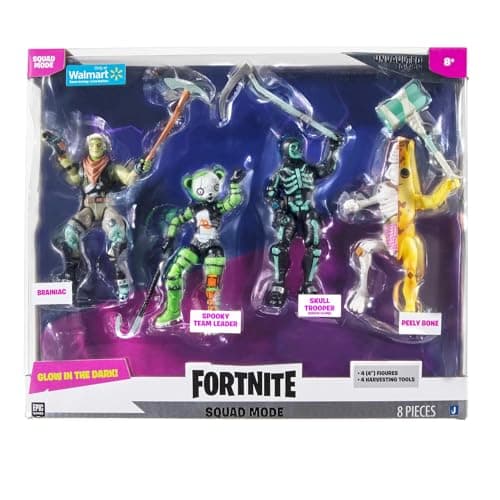 Image of FORTNITE Squad Mode Glow in The Dark Unvaulted Edition Pack of 4 Figures