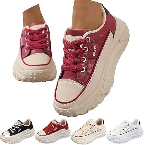 Image of Chunky Sneakers for Women Platform Sneakers Sports Shoes Anti Slip with Thick Sole Breathable Fashion Running Sneakers