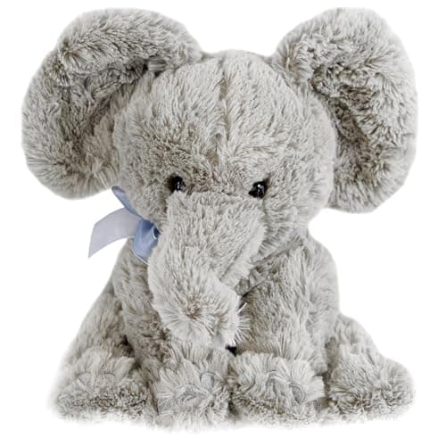 Image of The Magic Toy Shop 11" Grey Elephant Plush Teddy with Ribbon - Super Soft Cuddly Stuffed Animal Toy, Cute Face & Shiny Eyes - Suitable from Birth Nursery Decor for Boys & Girls