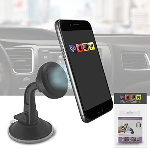 Image of IWIO Magnetic Adjustable Universal Car Windscreen Suction Mount Phone Holder Multi-angle 360 Degrees Rotation compatible with BlackBerry 9900 Bold Touch - BLACK