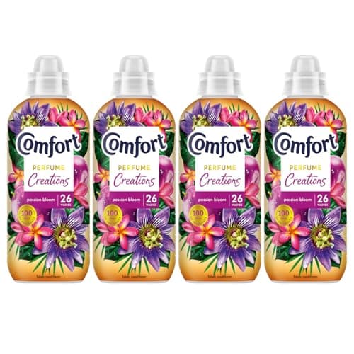 Image of Comfort Passion Bloom Fabric Conditioner 780ml 26 Wash Floral Fabric Softener for Soft Smooth & Fresh Laundry (Pack of 4)