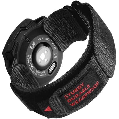 Image of Rugged Watch Strap for Garmin Instinct/Instinct 2 Solar/Instinct3 45mm, Nylon Sports Replacement Strap with Woven Loop Design for Garmin Instinct 2 Tactical/Esports/Tide/Instinct Solar -Black