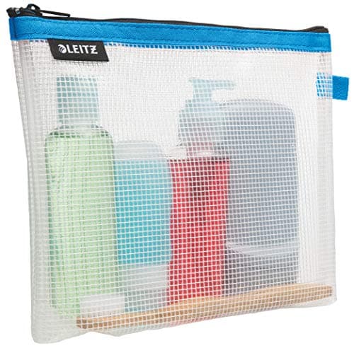 Image of Leitz Wow Cosmetic Travel Pouch, Water Resistant, Ideal Toiletry Bag, Suitable for Travel, 24x17x3cm - Blue