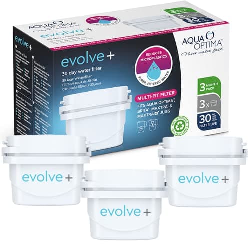 Image of Aqua Optima 30 Day Water Filter Cartridge, 3 Pack (up to 3 Months Supply), Compatible with Brita Maxtra, Maxtra+ and PerfectFit, EPS314 Evolve+