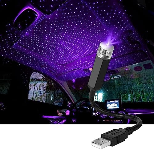 Image of URAQT LED Car Ceiling Starlight, Adjustable Indoor Atmosphere Light, Multiple Modes, Plug and Play, USB Mini Projection LED Light, Universal for Home Party (Purple-Blue), U4-CZXKDLS230610-FBA