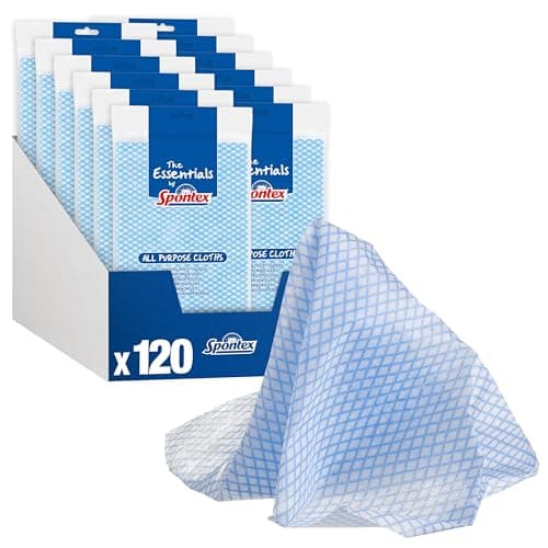 Image of Spontex The Essentials All Purpose Cleaning Cloths | Versatile & Reusable Dish Cloths | 12 x 10 Pack (120 Total)