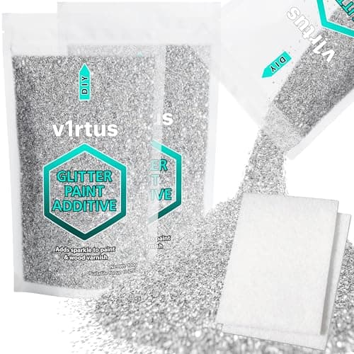 Image of Silver Glitter Paint Additive 200g with 2X Buffing Pads | Additive for Glitter Paint Walls, Add to Interior & Exterior Paint, Emulsion, Varnish | v1rtus