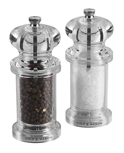 Image of Cole & Mason 505 Clear Salt and Pepper Mills, Adjustable Grind Precision+ Mechanism, Acrylic, 140 mm, Gift Set, Includes 2 x Salt and Pepper Grinders