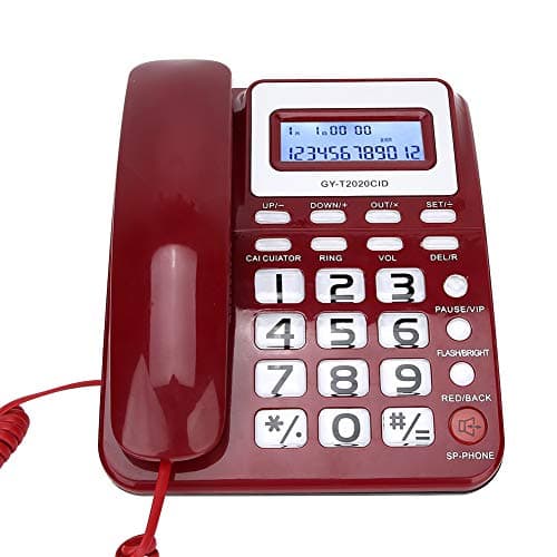 Image of ASHATA Corded Telephone, Wired Telephone with Speaker Voice Recorder and Caller ID Display, Calculater, Big Buttons, Mute Mode, Dual interface, Red/Black/White(red)