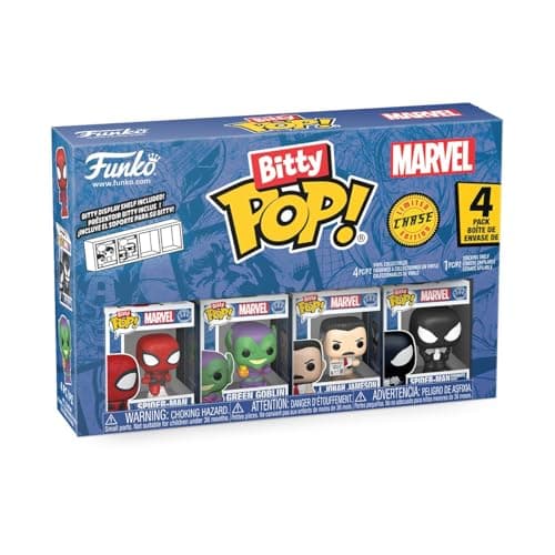 Image of Funko Bitty POP! 4 Pack: Marvel - Spider-Man - Spider-Man, Green Goblin, J. Jonah Jameson, Mystery Mini Figure - 1 in 6 chance of receiving the rare Chase variant - Styles may vary - 0.9 inch