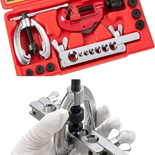 Image of Imperial Pipe Flaring Kit, 10 Pieces, for Aluminium Copper Brass Fuel Tubes, with Tube Cutter, Repair Tool Set for Flaring Brake Lines and Tubing