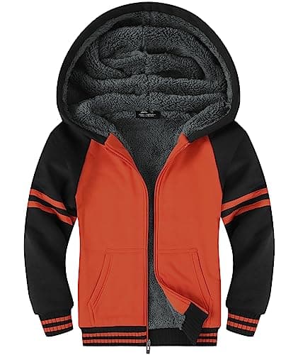 Image of zitysport Boys Fleece Hoodie Kids Zippered Fleece Jacket Solid Sherpa Lined Hoodie Winter Flannel Hooded Sweatshirt Fashion Warm Jacket for Boys Girls Age 6-15 Years