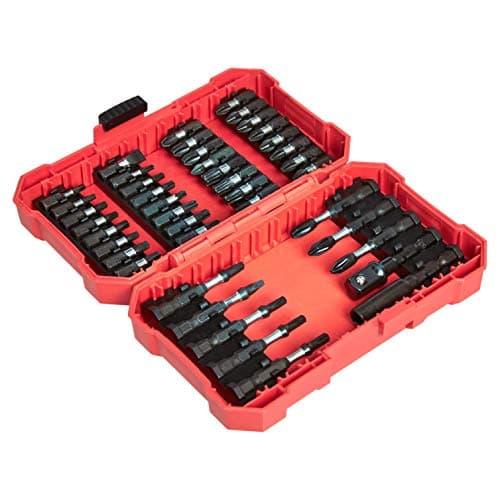Image of Amazon Basics 42-Piece Impact Screwdriver Bit Set, Phillips Slotted Torx, S2 Steel, 1/4-Inch Magnetic Bit Holder, 3/8-Inch Socket Adapter, with Storage Case