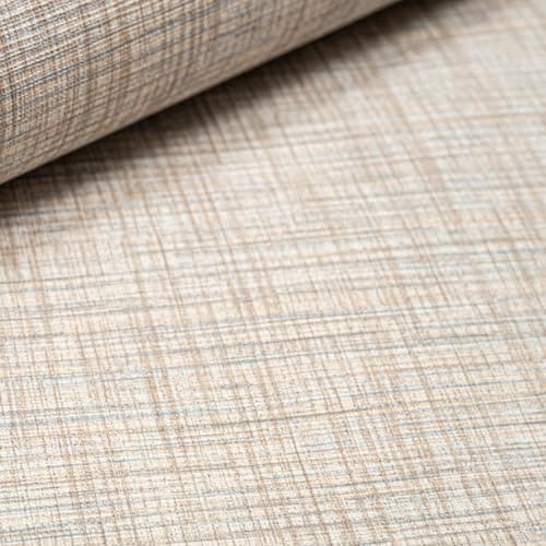 Image of SOPHIE LAURENCE Neutral Vinyl Wallpaper | Linen Grasscloth Beige Blue Textured Design | Paste The Wall | Washable | Bedroom, Living Room, Hallway, Feature Wall (10M x 0.53M Roll)