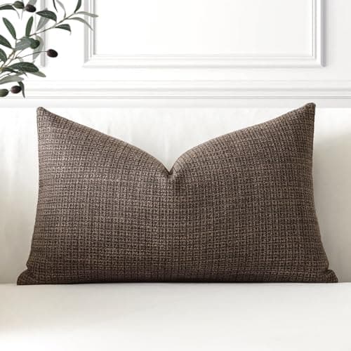 Image of Artscope Linen Cushion Covers Set of 1 Decorative Lumbar Pillowcase Pillow Cover 12x20 Inch for Home Decor Sofa Bedroom Car 30x50cm Dark Brown