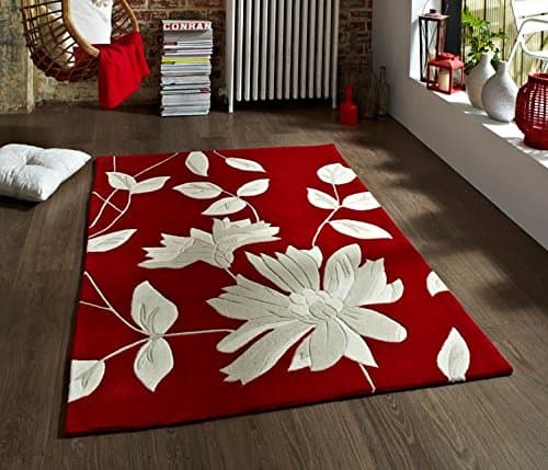 Image of Hong Kong Beige/Red Chinese Hand Tufted 90x150cm Approx 5x3 Great Value Modern/Contemporary Top Quality Rug