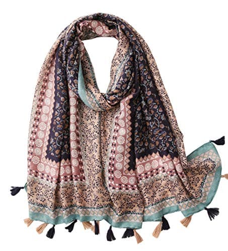 Image of FAIRYGATE Scarf for Women UK Lightweight Floral Print Shawl Head Wraps Shawl Fringe Paisley Scarfs Ladies Scarves 15227