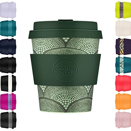 Image of Ecoffee Cup 8oz 240ml Reusable Eco-Friendly 100% Plant Based Coffee Cup with Silicone Lid & Sleeve - Melamine Free & Biodegradable Dishwasher/Microwave Safe Travel Mug, Not that Juan