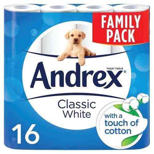 Image of Andrex Classic White Toilet Roll Tissue Paper - 16 Rolls