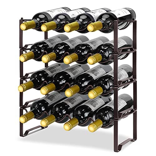 Image of Mutool 4 Tier Stackable Wine Racks Hold 8-16 Bottles Wines,Metal Freestanding Stand Wine Organizer Holder Countertop Liquor Storage Shelf,Bronze (4 Tier)
