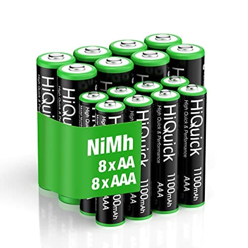 Image of HiQuick 16 x AA AAA Rechargeable Batteries Set 8 x 2800mAh AA Batteries & 8 X 1000mAh AAA Batteries High Capacity Rechargeable Batteries