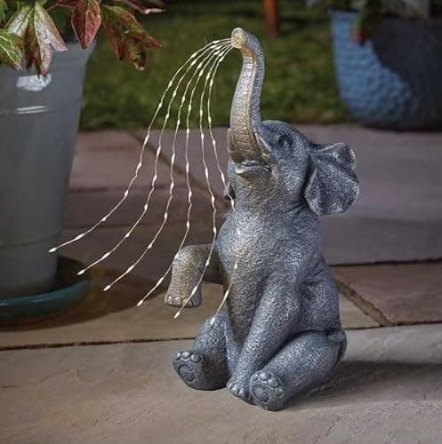 Image of Smart Solar 36 x 18 cm Warm White LED Solar Powered Elephant Garden Ornament