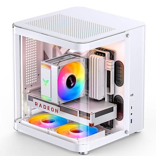Image of JONSBO TK-1 White Micro ATX Mini Tower Computer CASE, Hyperboloid Glass Design, Separated Cabinet, Al Alloy Shell, Support ATX Power Supply/240 AIO