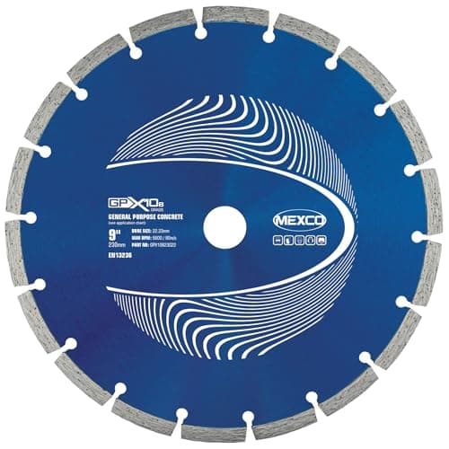 Image of Mexco GPX10-8 General Purpose Concrete Diamond Blade, Cutting Disc for Non-Abrasive Building Materials - 230mm, 8mm Segment Height