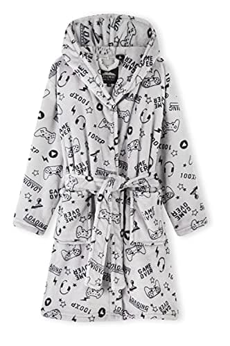 Image of CityComfort Boys Dressing Gown, Gaming Fleece Dressing Gown For Kids 7-14 Years (Grey, 11_years)