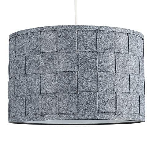Image of MiniSun | Large Modern Weave Design Ceiling Light Shade in a Grey Felt Finish | Pendant Lights, Home Décor & Improvement Essential | Includes 6W LED Bulb [3000K Warm White] | 32cm Shade Width