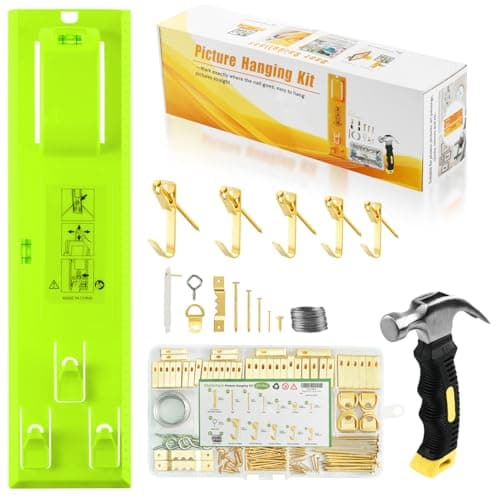 Image of Stalishare Picture Hanging Kit 220PCS, Instaframe Easy Picture Hang and Level Tool, Wall Hanging Kit Assorted with Sawtooth/ Wire Hangers, Small Hammer for Photo/ Painting/ Art/ Canvas/ Home Decor